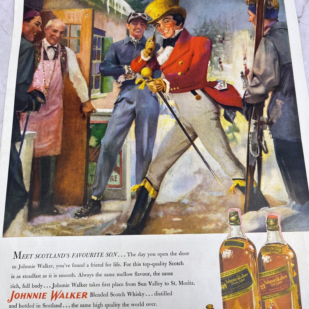 Johnnie Walker Red Label Black Label 1951 Magazine Ad FL6-10